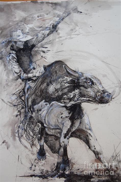 Bull Rider Drawing By Bob Graham Pixels