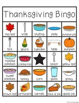 Black and white thanksgiving bingo set. Thanksgiving Dinner Bingo with 30 Unique Cards by Three Little Homeschoolers