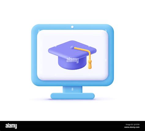 Computer Monitor Display And Graduation Cap Online Education E