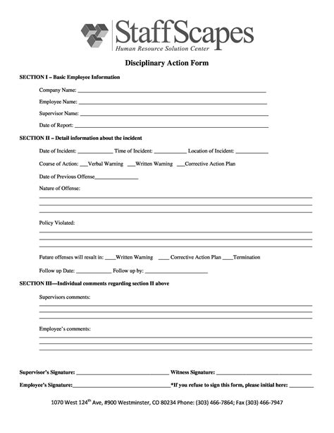 Free Printable Employee Write Up Form For Service Jobs Printable