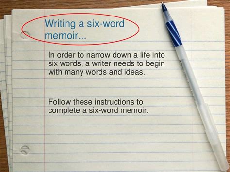 Six Word Memoirs Teaching Writing Writing Instruction Six Word Memoirs