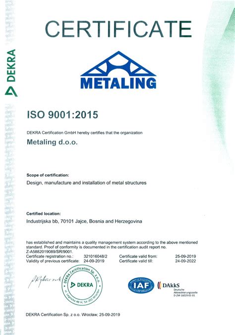 Certificates Metaling Doo Jajce