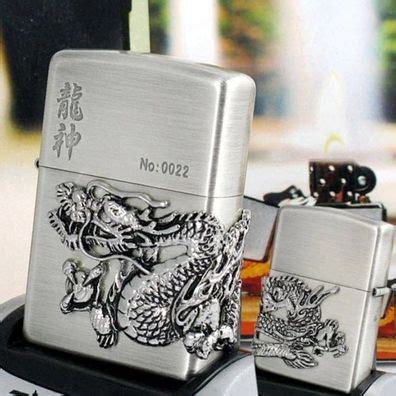 Zippo limited edition 10 / 100. Japanese Plated Silver Winding Dragon Zippo Lighter ...