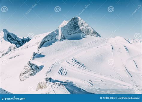Majestic Alpine Landscape With Snow Capped Mountains Stock Image