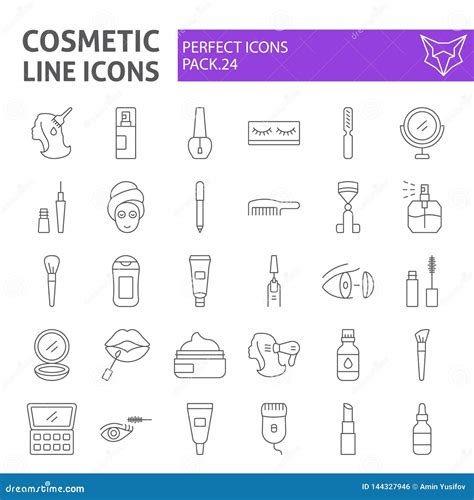 Cosmetic Thin Line Icon Set Makeup Symbols Collection Vector Sketches