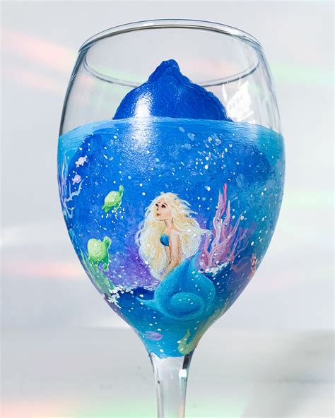 Mermaid Wine Glasses Etsy Mermaid Wine Glasses Mermaid Wine Glass Hand Painted Glasses