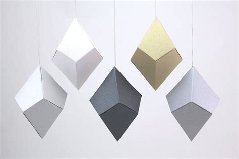 Geometric Paper Gem Ornaments Trapezohedron Shimmery Etsy