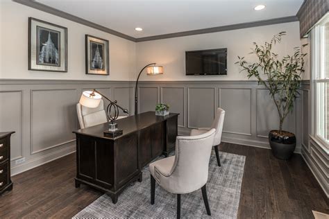 Gray Wainscoting In This Home Office Makes Your Space Feel Dignified