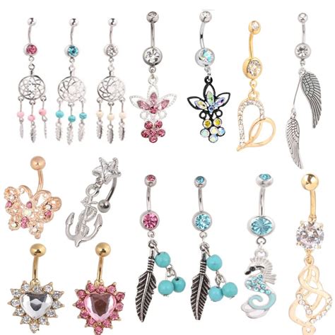 Piercing Kit Mix Styles Body Jewelry Stainless Steel Sexy Belly Button Navel Ring 15pcs Lot
