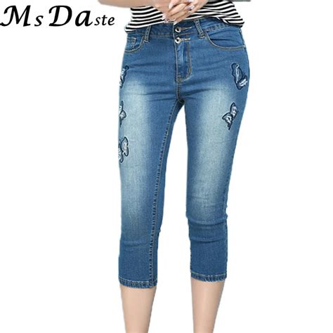 Summer Jeans Woman Big Size 32 42 Size Stretchy Jeans Trousers