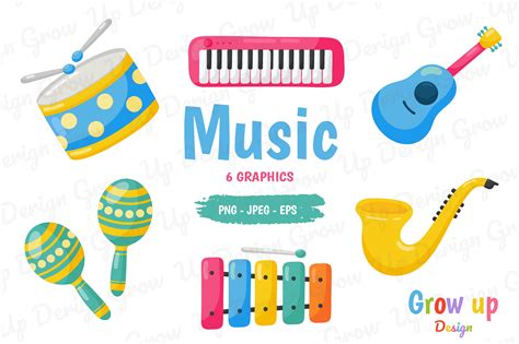 Music Instruments Clipart Set Graphic By Grow Up Design · Creative Fabrica