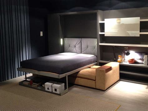 Luxurious Wall Bed In A Small Dark Bedroom Founterior