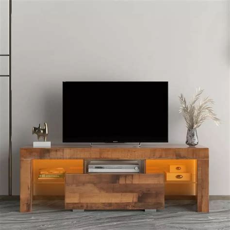 Tv Stand With Led Rgb Lightsflat Screen Tv Cabinet Gaming Consoles