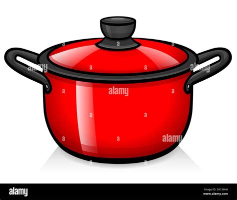 Olla De Cocina Dibujos Animados Rojo Ilustración Diseño Aislado Imagen