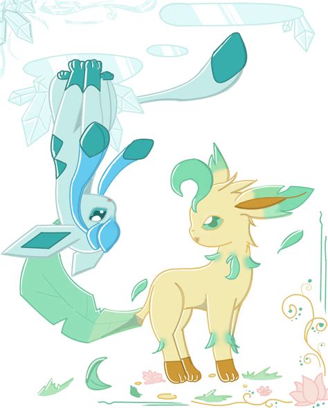 Ice And Grass Pokemon Glaceon And Leafeon By Twizzyg On Deviantart