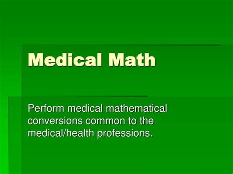 Ppt Medical Math Powerpoint Presentation Free Download Id6646217