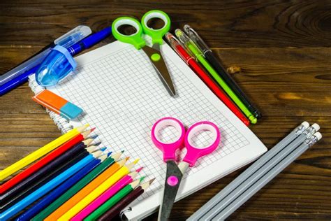 Set Of School Stationery Supplies Back To School Concept Stock Photo