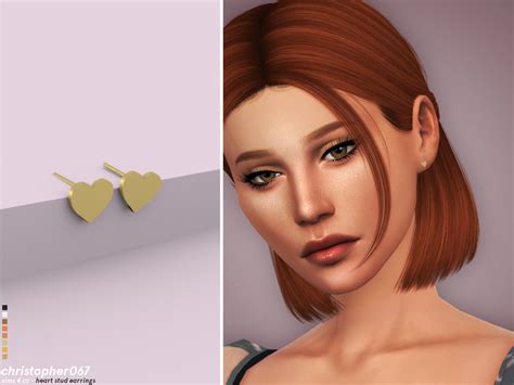 The Sims Resource Heart Stud Earrings Christopher067