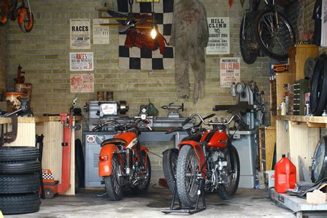 Garage Motorcycle Workshop Motorcycle Garage Cafe Racer Motorcycle