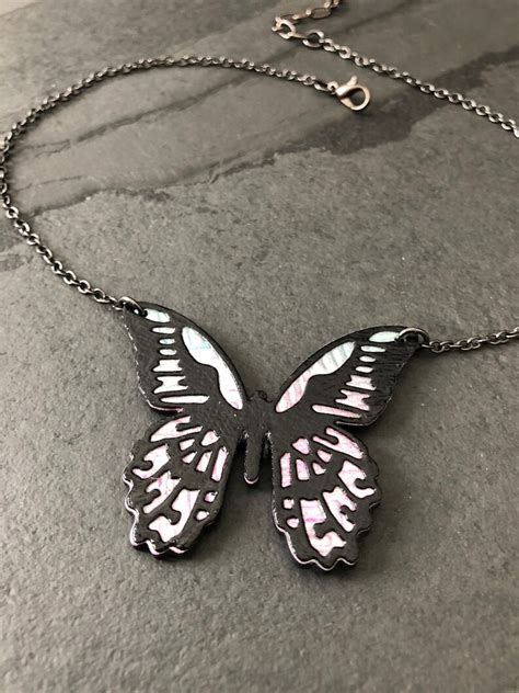 Pink Butterfly Choker Necklace Butterfly Necklace Butterfly Etsy