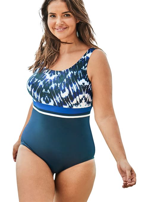 Swim 365 Swim 365 Women S Plus Size Empire Waist Swimsuit With Molded