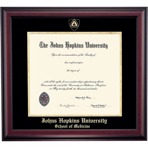 Johns Hopkins Medicine School Color Traditional Diploma Frame