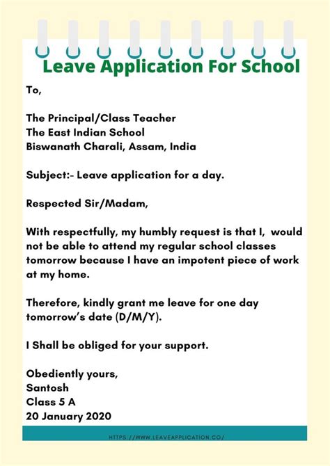 leave application  school principal   lettering types