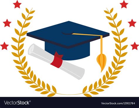 Crown Leaves With Graduation Cap And Certificate Vector Image