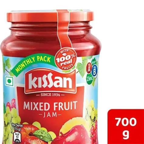pack of 700 grams sweet and delicious 100 real mixed fruit kissan jam at best price in siliguri