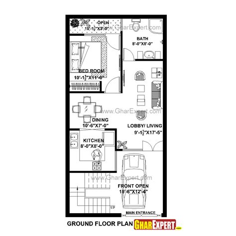 18 X 45 House Design Plan Map 2 Bhk 3d Video Naksha Plan Map Images