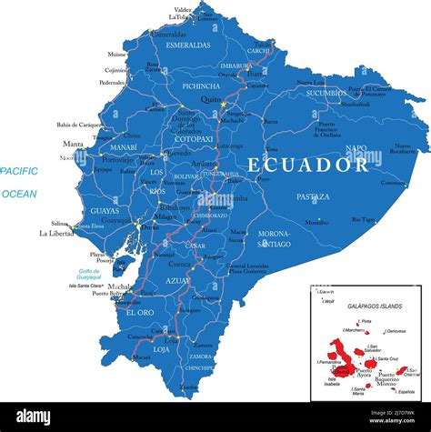 Mapa Vectorial Altamente Detallado De Ecuador Con Regiones