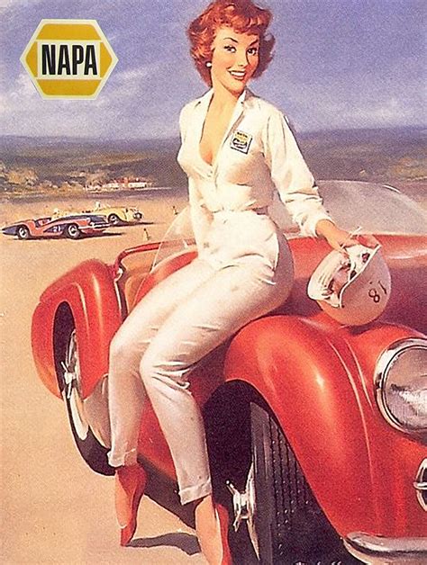 Vintage Napa Pinup Girl Race Car Ad Metal Sign Reproduction Etsy