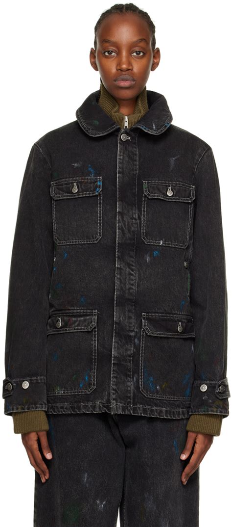 Black Paint Splatter Denim Jacket By Maison Margiela On Sale