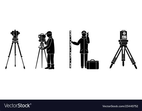 Surveyor Icon Set Simple Style Royalty Free Vector Image