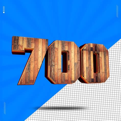 Premium Psd 3d Render Number 700 Font Wood