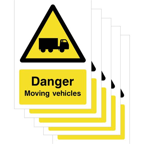 Multipack Danger Moving Vehicles Sign 5 Pack Safety Signs