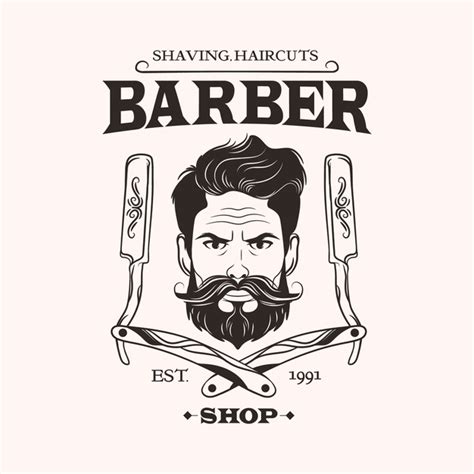 Vintage barber shop logo templates (psd). Logotipo de barbearia na luz de fundo | Vetor Grátis