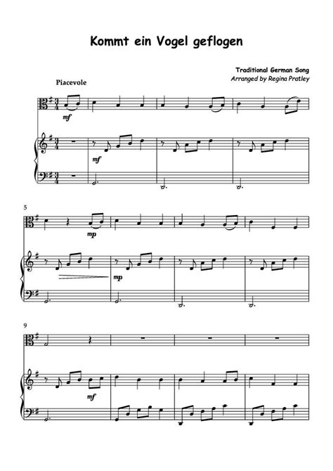 Kommt Ein Vogel Geflogen Free Sheet Music By Traditional Pianoshelf