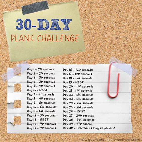Universal 30 Day Plank Challenge Printable In Word Get Your Calendar