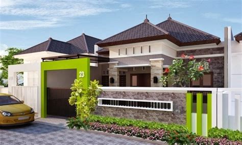 Cat rumah minimalis warna hijau tampak depan rumah minimalisku. Pilihan Terbaik Warna Cat Pagar Rumah Dengan Taman Tropis ...