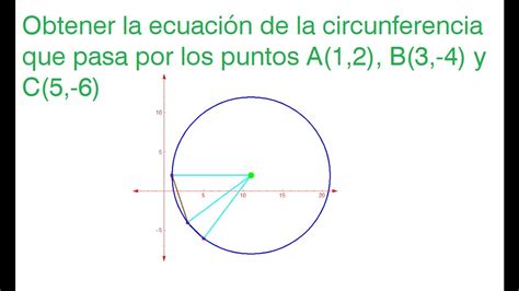 Ecuación De La Circunferencia A Partir De Tres Puntos De Ella Youtube