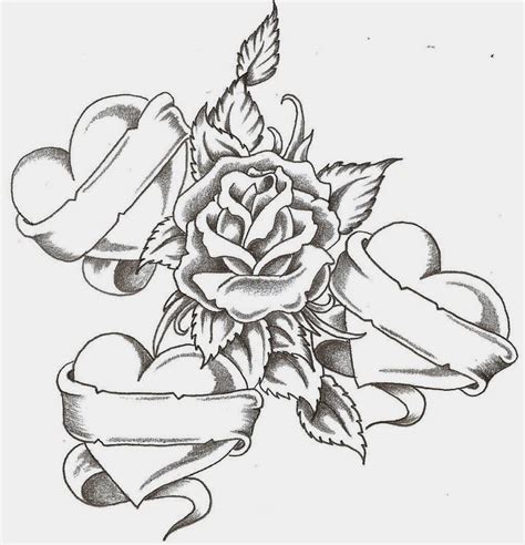 Coloring pages of roses with banners. Tattoos Book: +2510 FREE Printable Tattoo Stencils: Rose ...