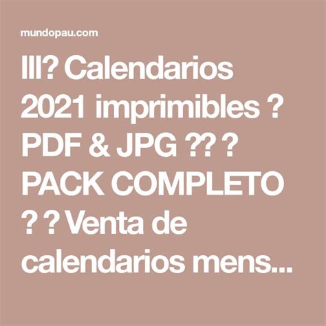 Lll Calendarios 2021 Imprimibles ⭐ Pdf And  ️ 【 Pack Completo 】 Venta