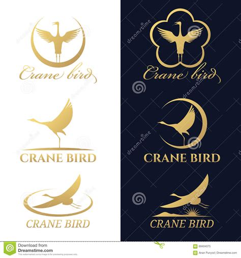 Gold Crane Bird Logo Vector Set Design Stock Vector Illustration Of