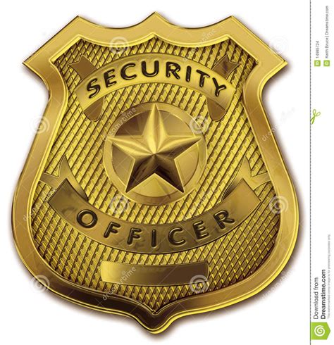 Security Guard Officer Badge Shiny And Realistic Gold Metallic