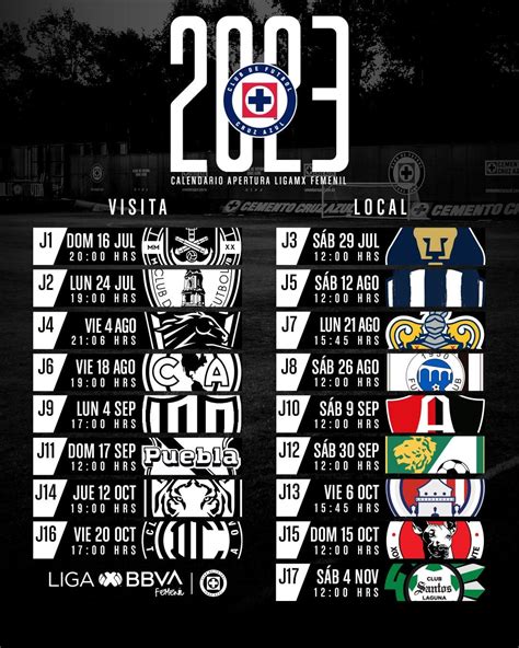 Calendario Para El Apertura 2023 De La Liga Mx Femenil Cruz Azul R