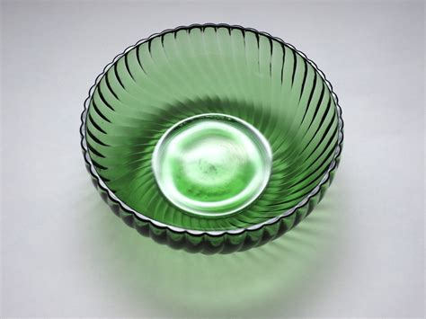 emerald green glass bowl vintage optic swirl by lilieslegacies