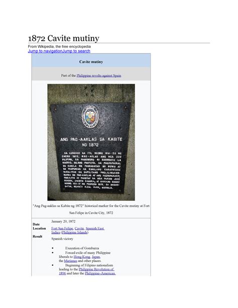 1872 Cavite Mutiny History 1872 Cavite Mutiny From Wikipedia The