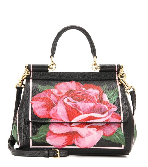 Lyst Dolce And Gabbana Sicily Small Printed Leather Shoulder Bag In Pink