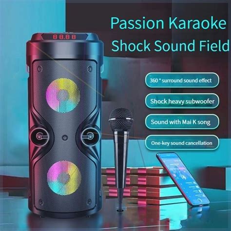 High Power Subwoofer Portable Wireless Bluetooth Speakers Outdoor Large Home Karaoke Party Led